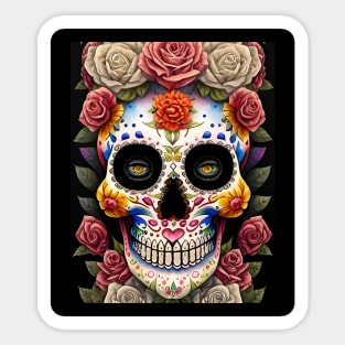 Sugar Skull Art - Colorful Traditional Sticker